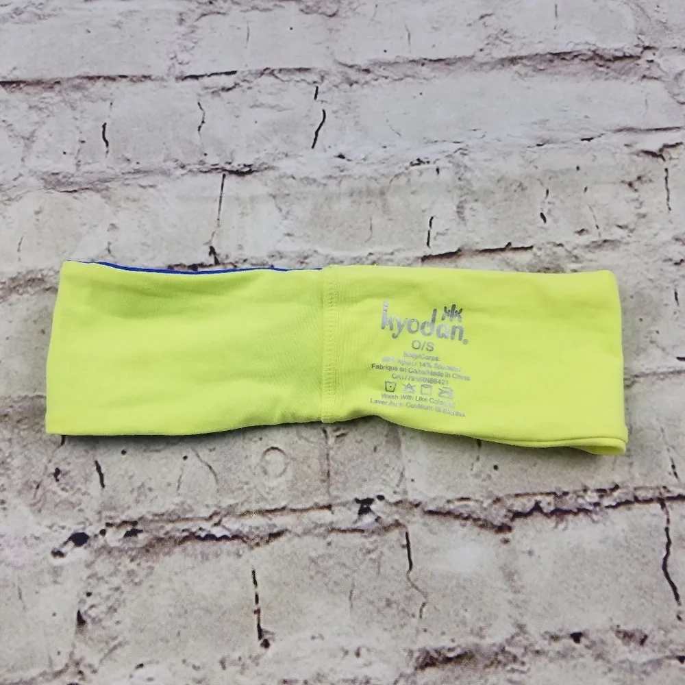 Kyodan Wide Knot Stretchy Headband Stretch Head Band Hair Neon Yellow Gym Active